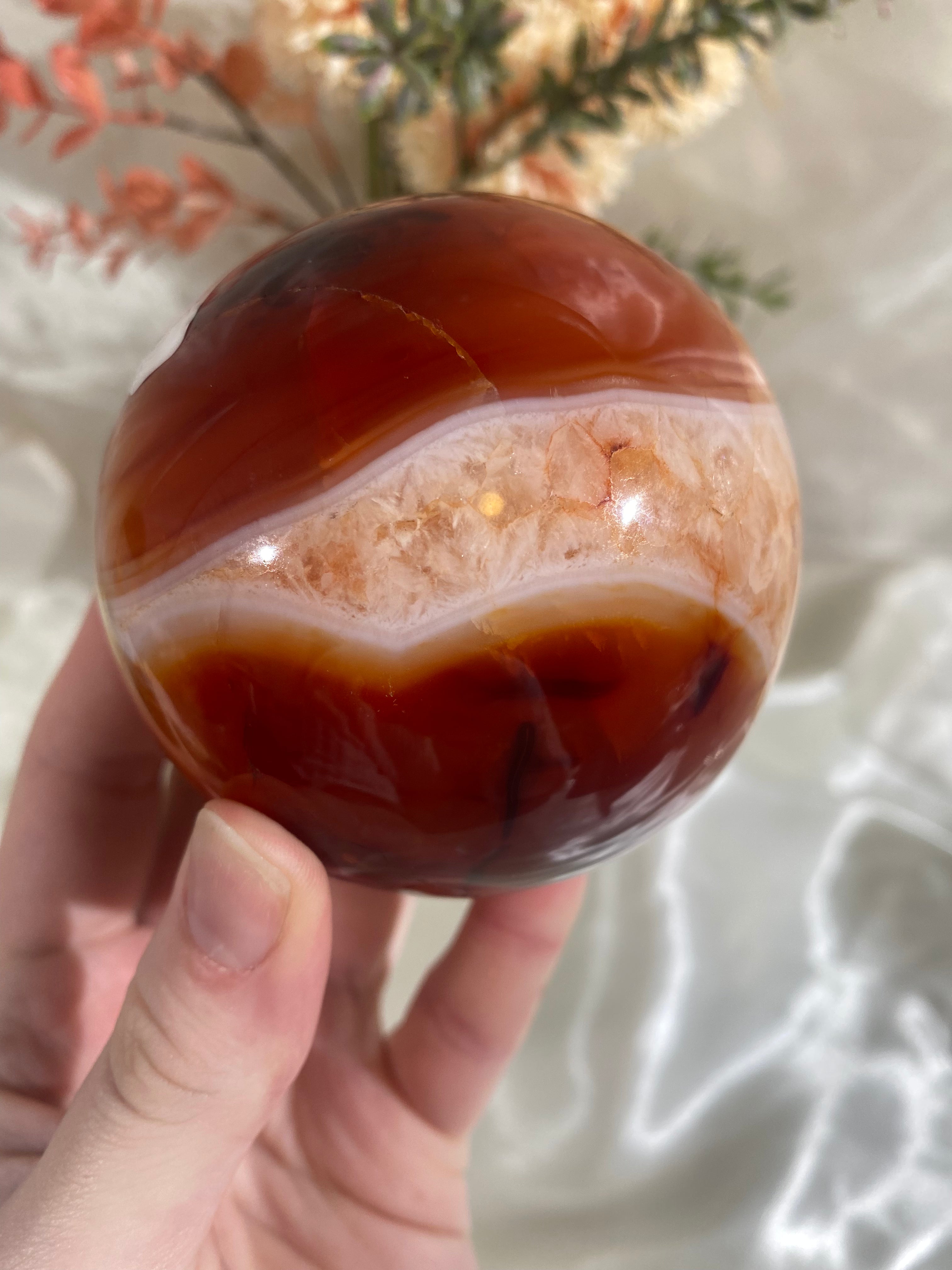 XL Quartzy Carnelian Sphere (CAS2)