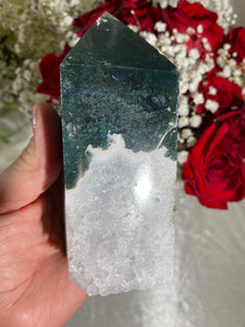 Druzy Large Moss Agate Tower (FF)