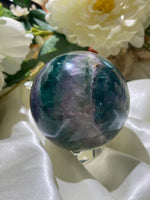 Load image into Gallery viewer, XL Rainbow Fluorite Sphere with Mica 1.65 lbs (A)

