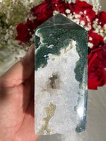Load image into Gallery viewer, Druzy Large Moss Agate Tower (FF)

