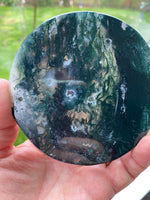 Load image into Gallery viewer, Moss Agate Round Slab/Coaster (E)
