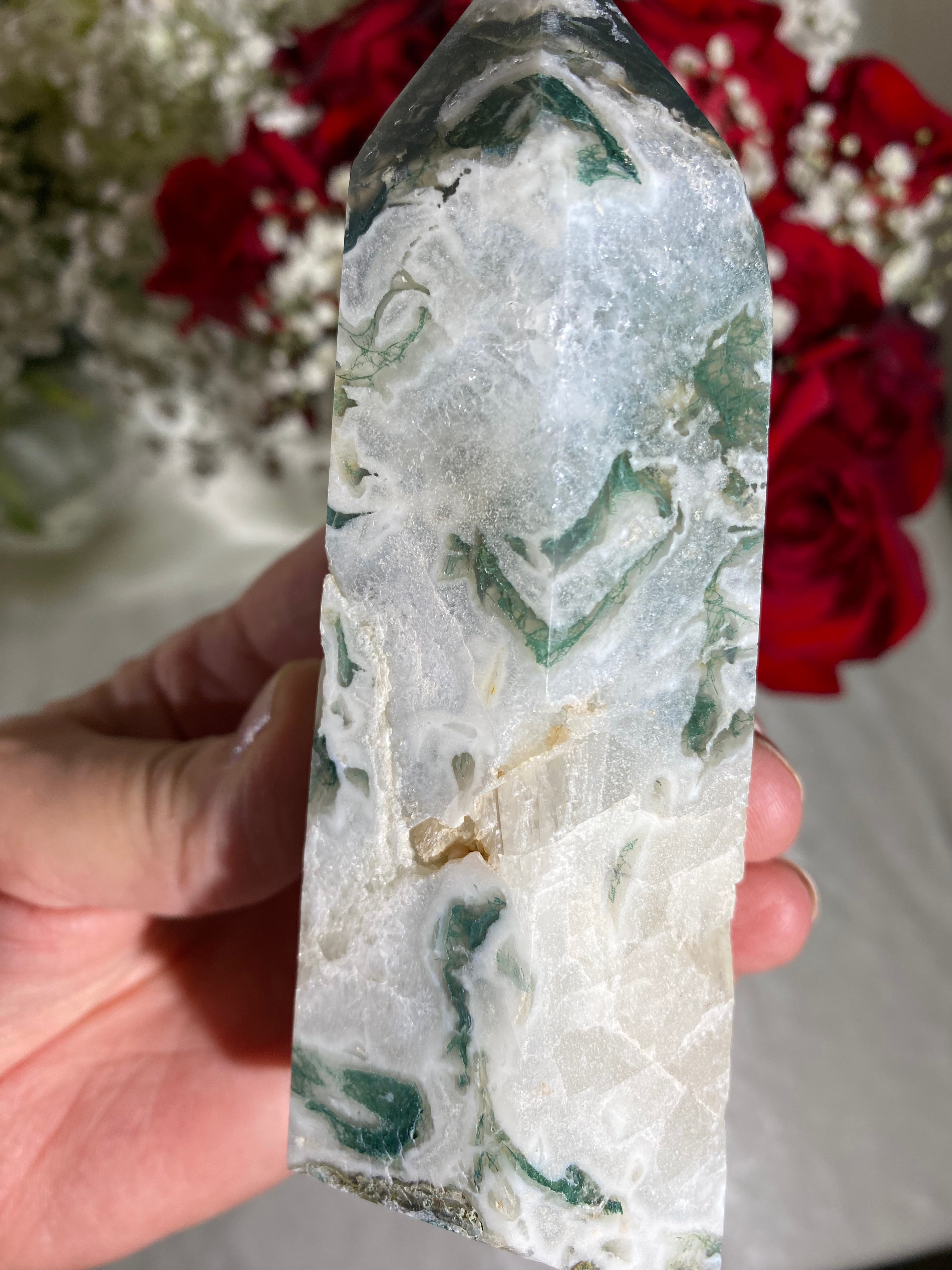 Druzy Large Moss Agate Tower (DD)