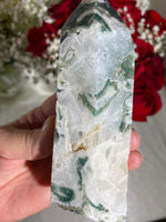 Load image into Gallery viewer, Druzy Large Moss Agate Tower (DD)
