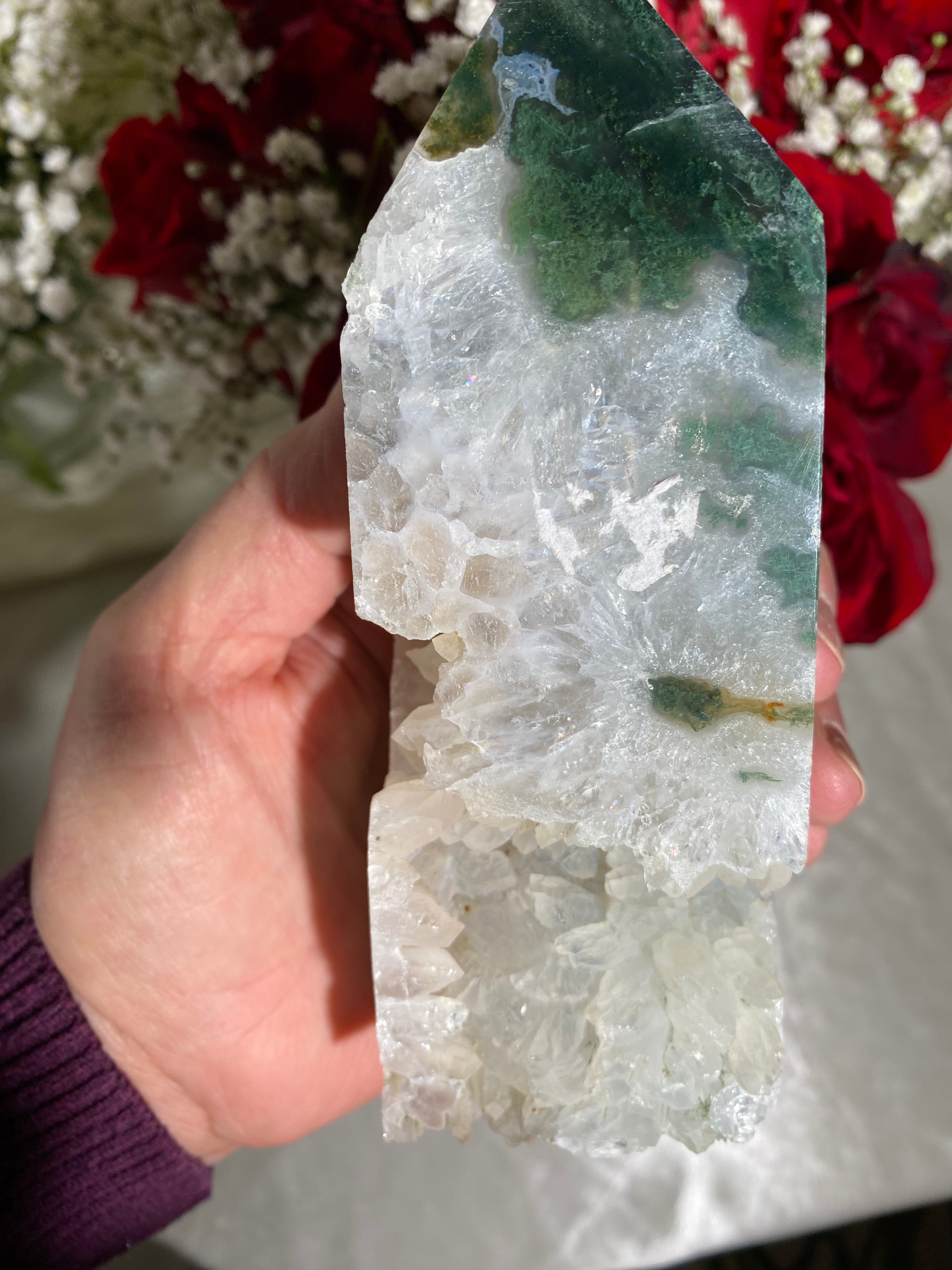 Druzy Large Moss Agate Tower (BB)