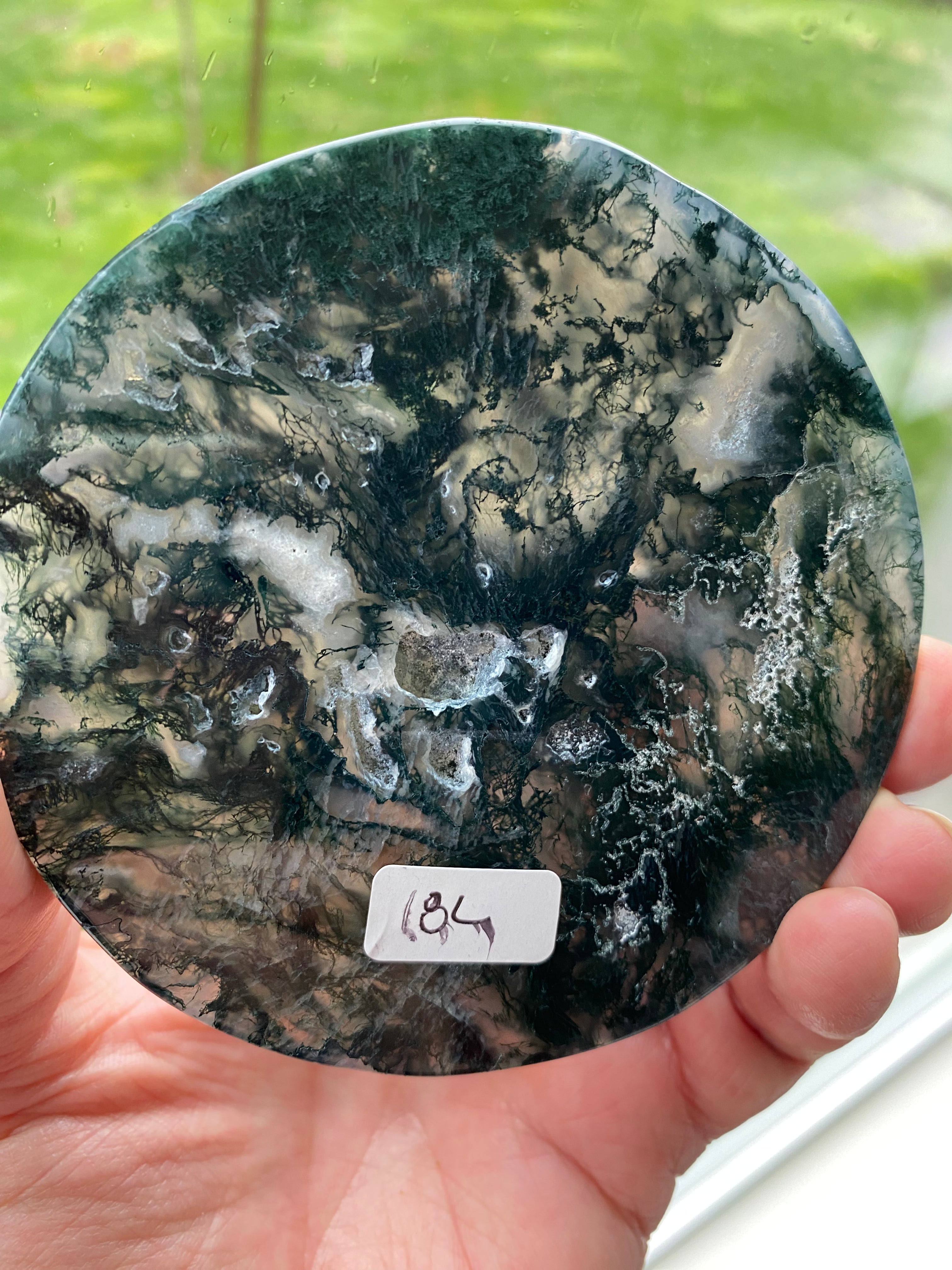 Moss Agate Round Slab/Coaster (L)