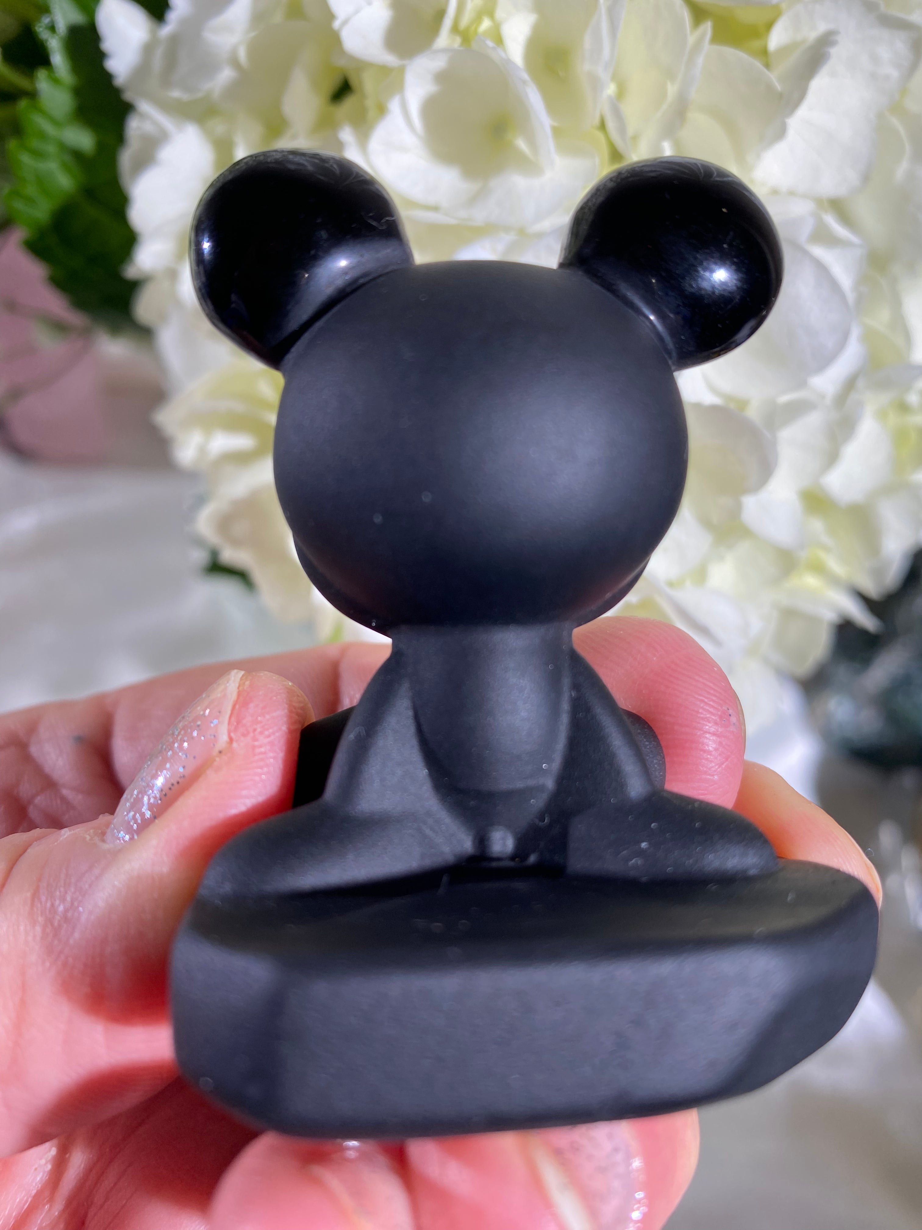 Self-Standing Obsidian Character Carving - Mickey
