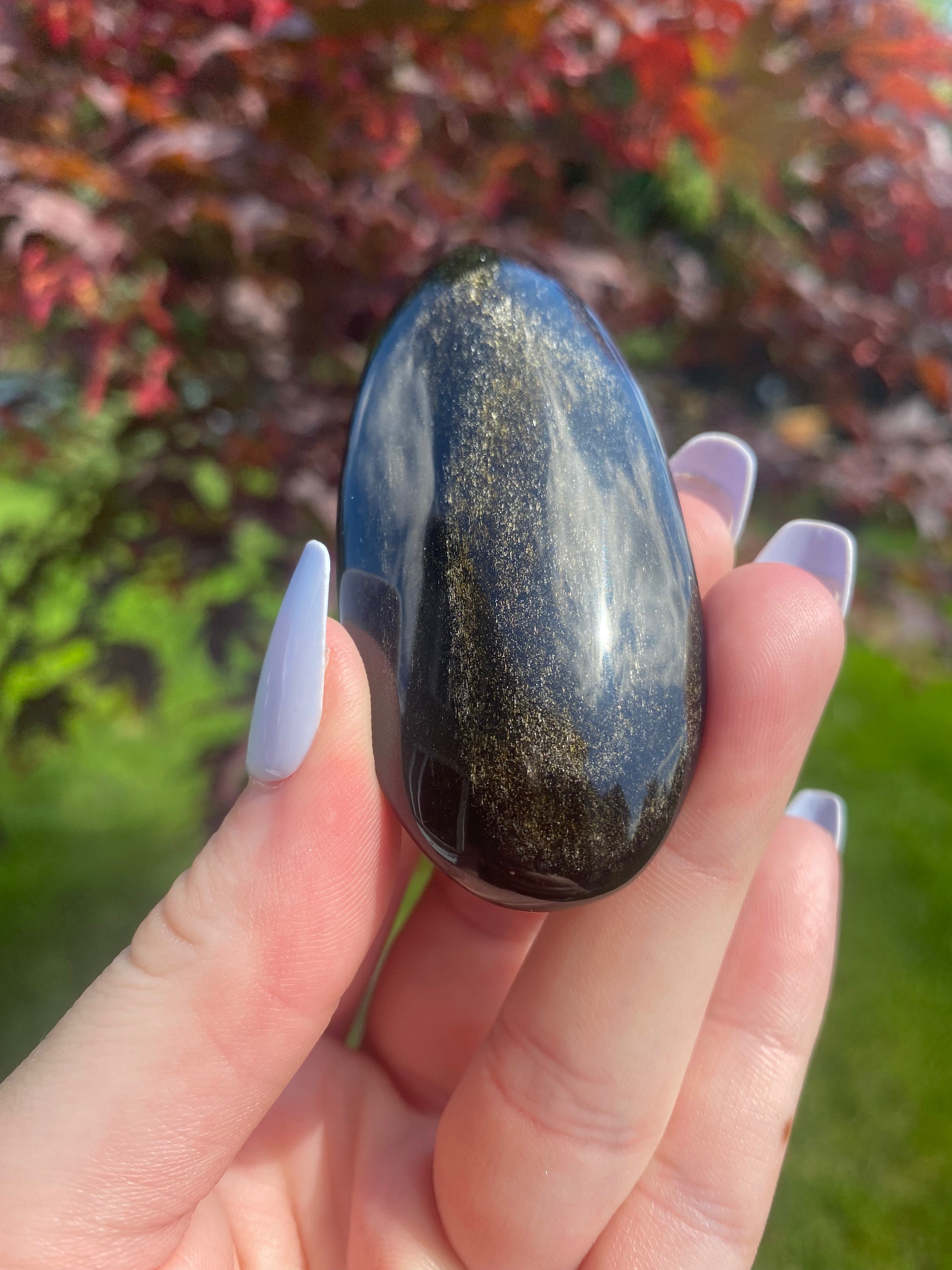Golden Sheen Obsidian Palmstone - You Choose