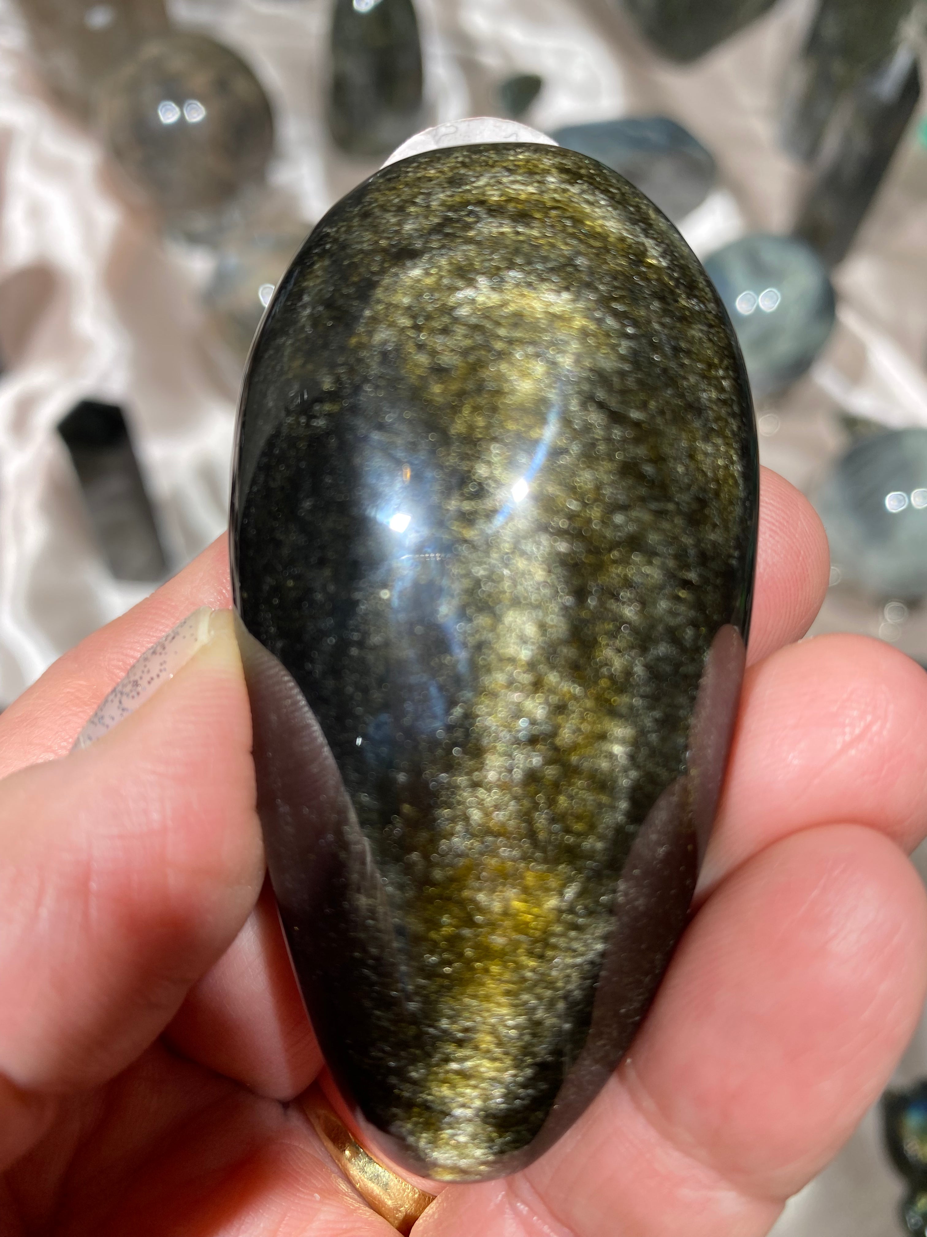 Golden Sheen Obsidian Palmstone D
