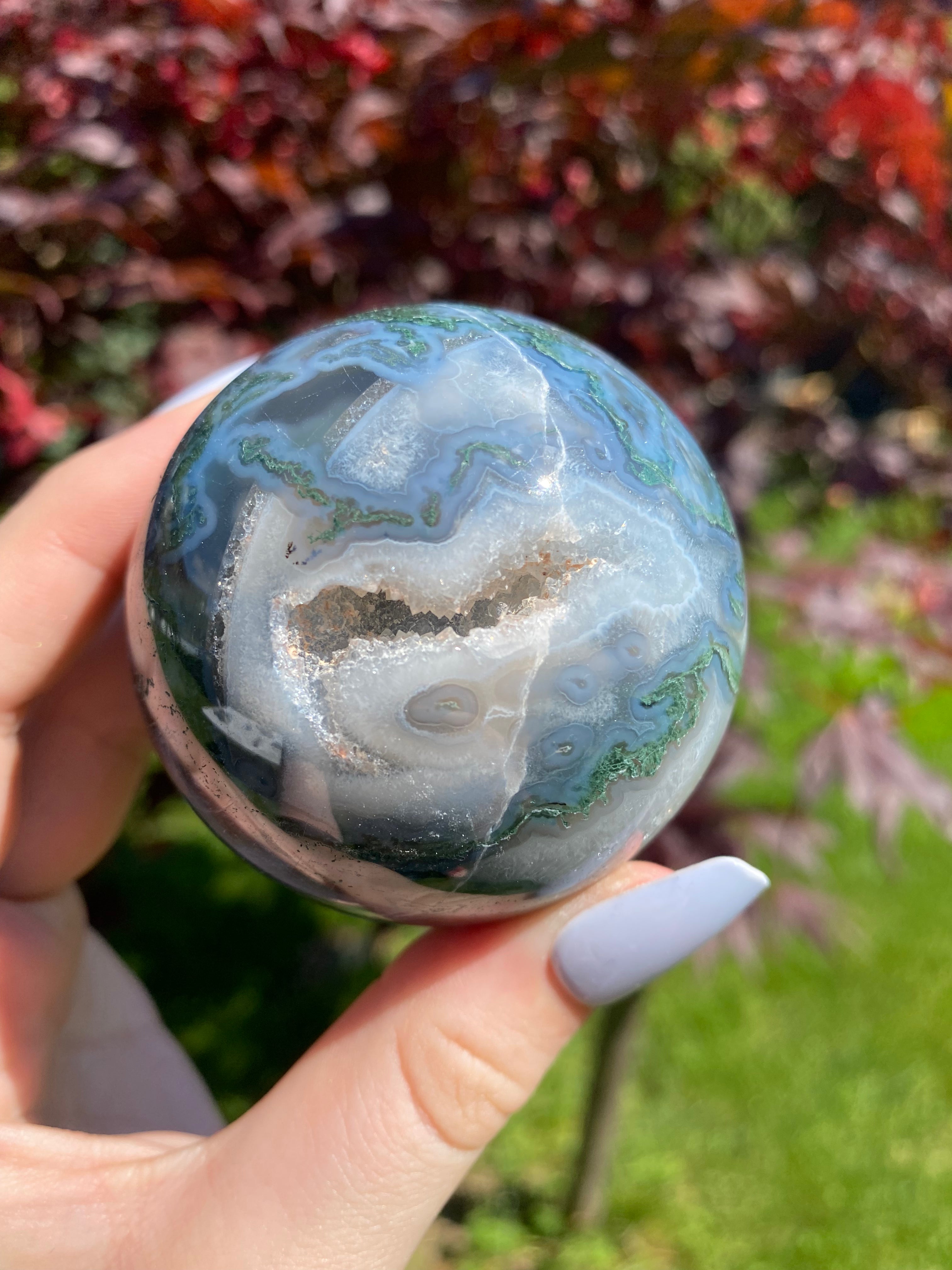 Druzy Moss Agate Sphere (P)