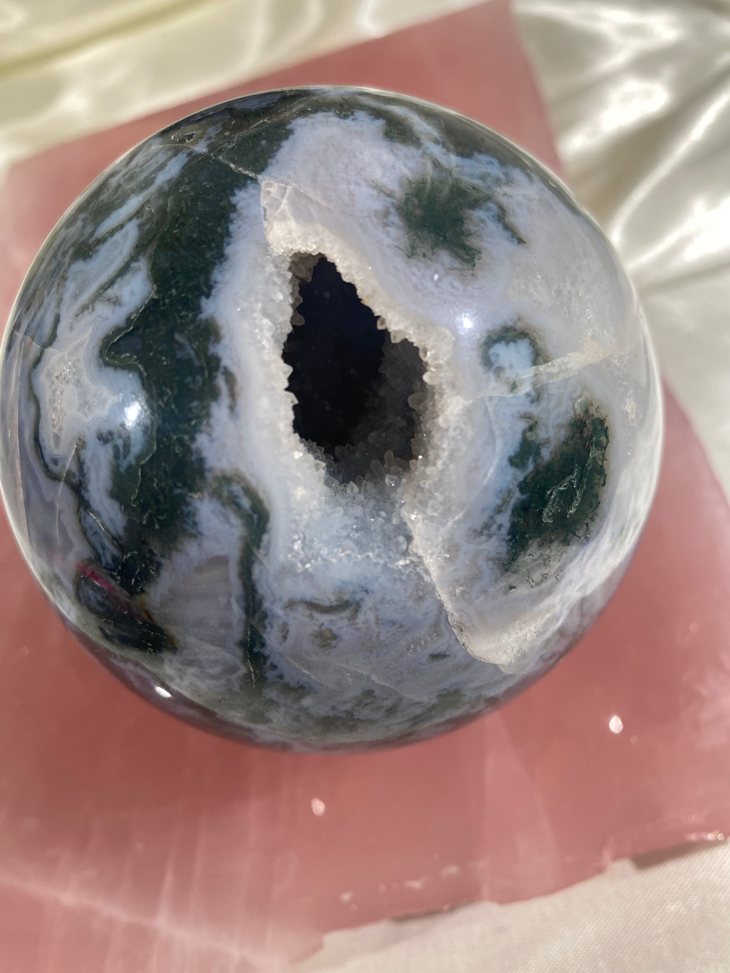 XL Druzy Moss Agate Sphere (XMA10)