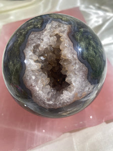 XL Druzy Moss Agate Sphere (XMA9)