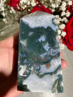 Load image into Gallery viewer, Druzy Large Moss Agate Tower (II)
