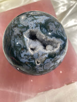 Load image into Gallery viewer, XL Druzy Moss Agate Sphere (XMA10)
