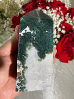 Load image into Gallery viewer, Druzy Large Moss Agate Tower (FF)

