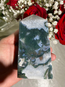 Druzy Large Moss Agate Tower (II)