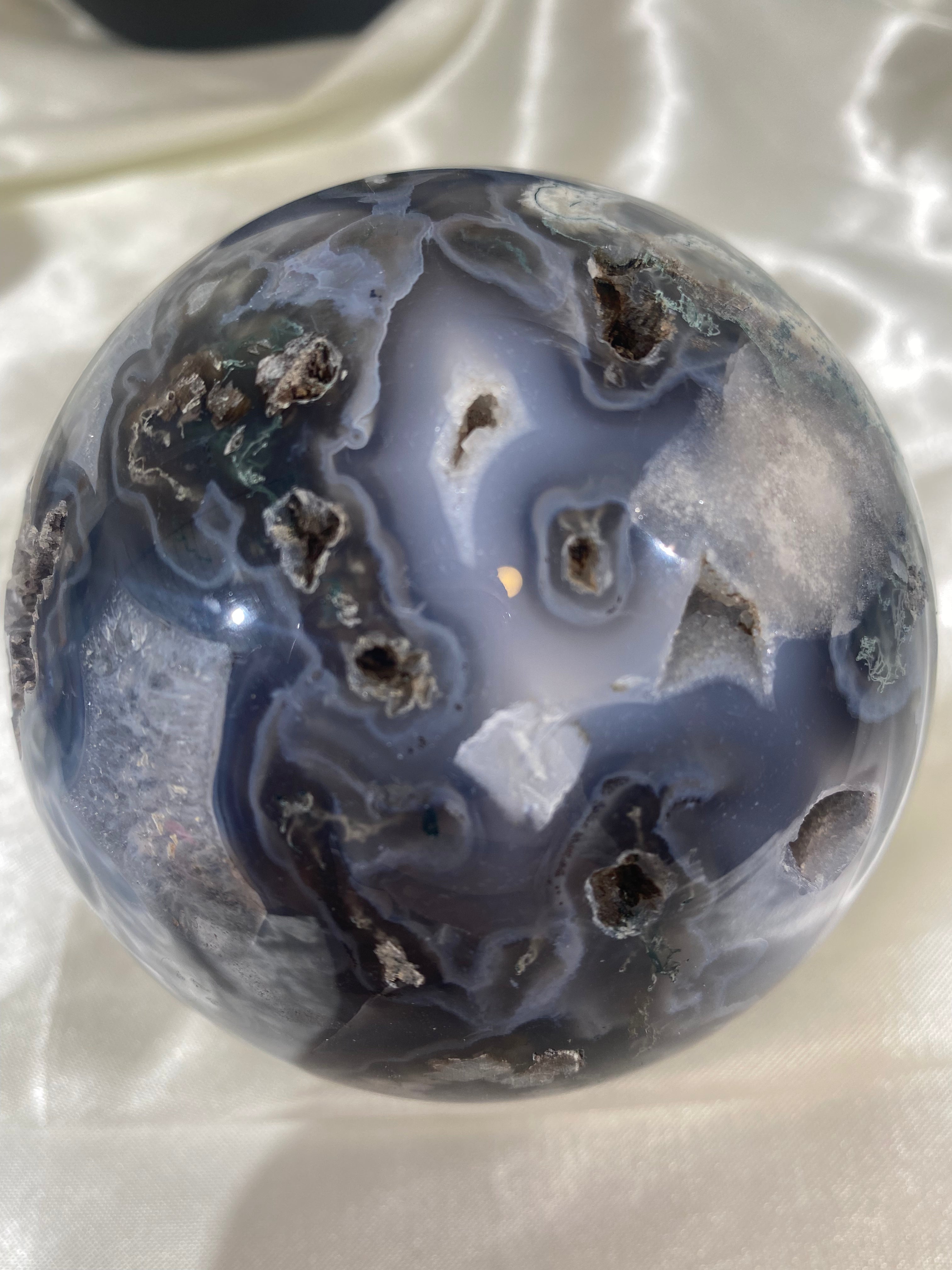 XL Druzy Moss Agate Sphere (XMA1)
