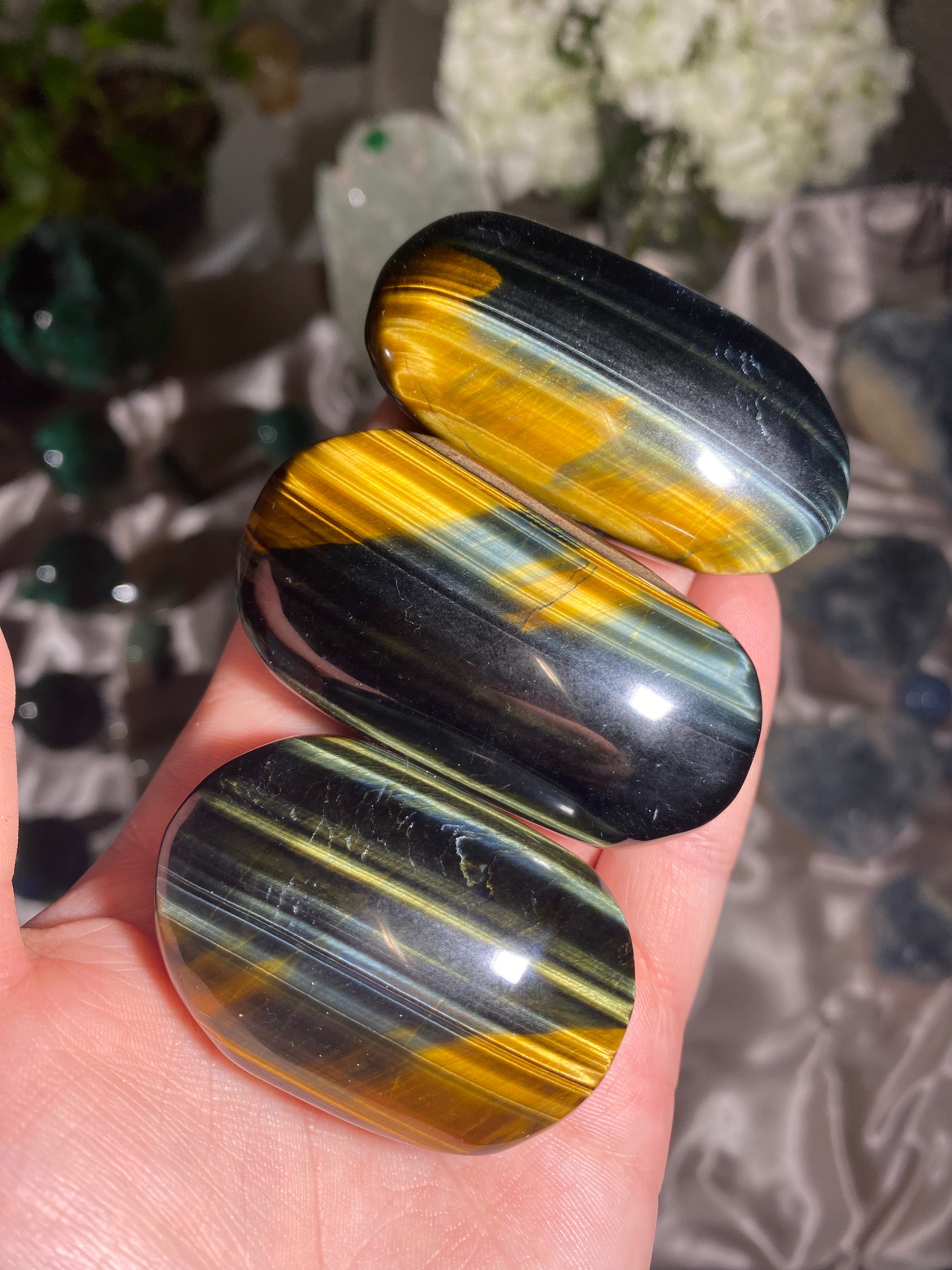 High Quality Blue Tigers Eye Palmstone (1 piece)